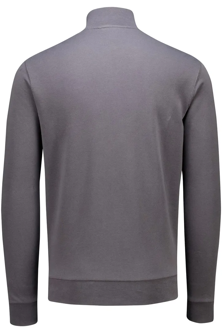 half-zip sweater Lyle & Scott effen grijs slim fit