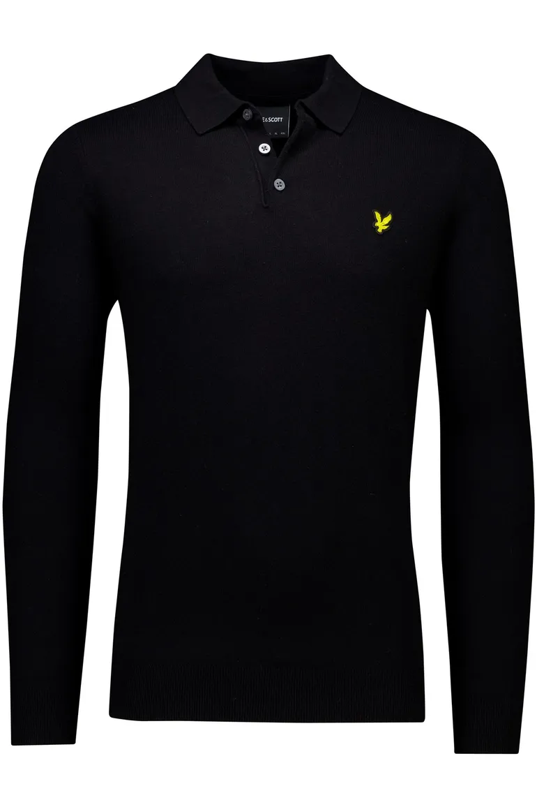 Lyle & Scott polo lange mouw zwart