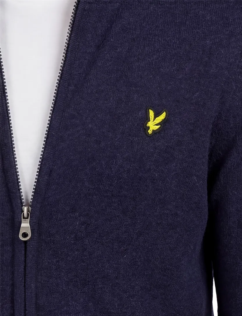 Lyle & Scott vest donkerblauw lamswol slim fit gebreid