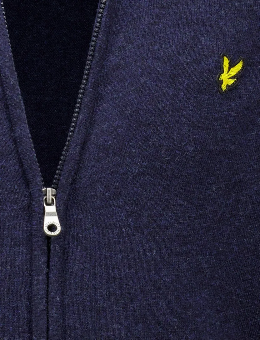 Lyle & Scott vest donkerblauw lamswol slim fit gebreid
