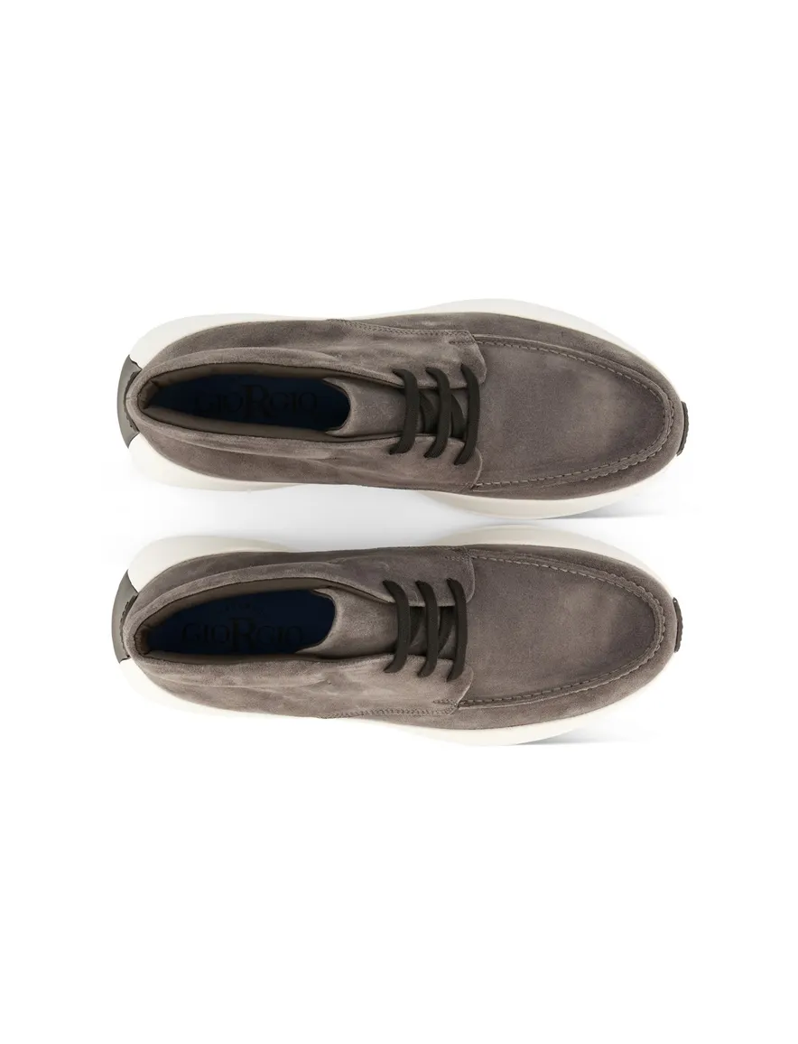 sneakers Giorgio effen suede grijs