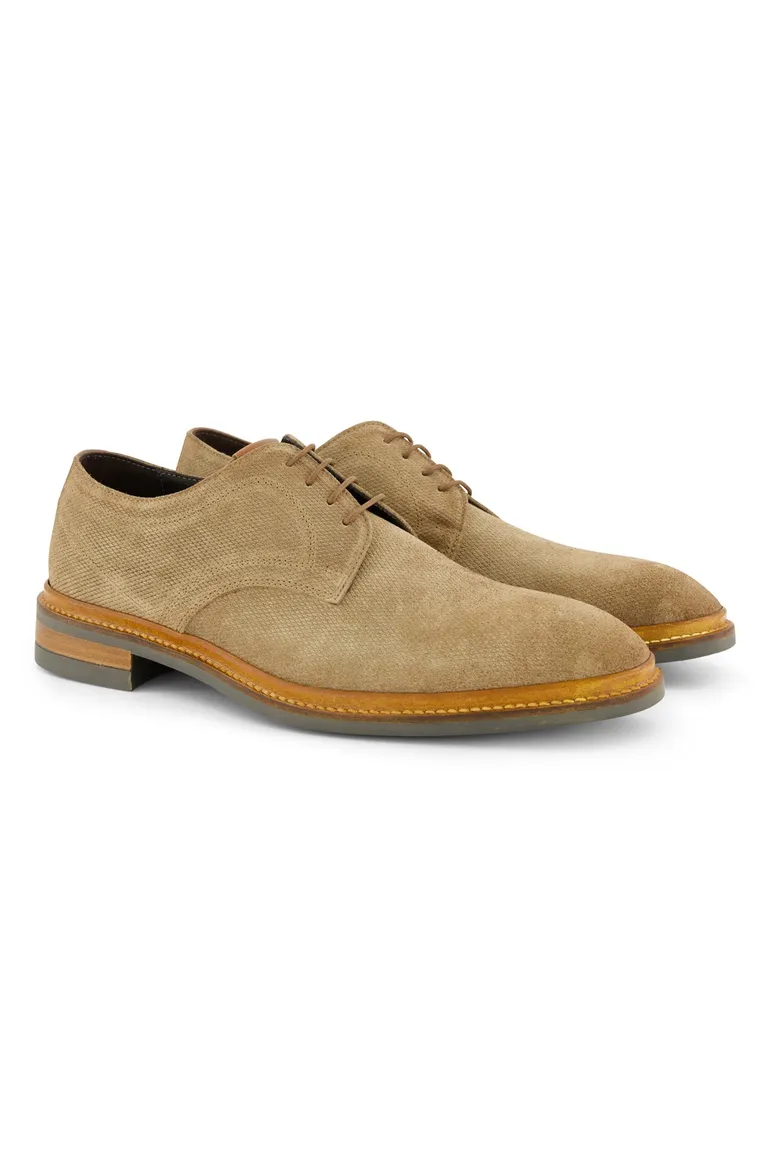 Giorgio nette veterschoenen beige effen leer textuur