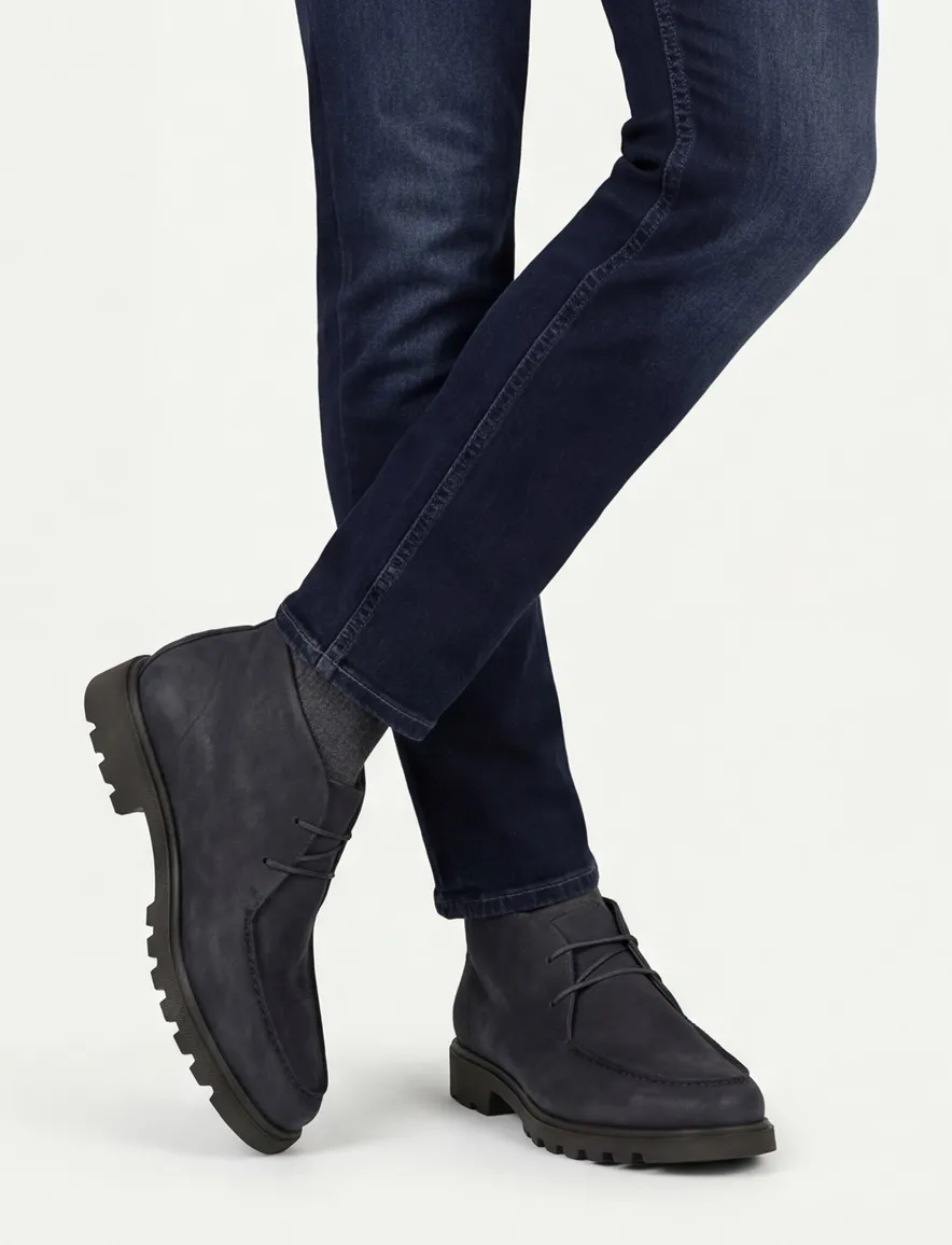 Giorgio boots navy met donkere zool effen leer