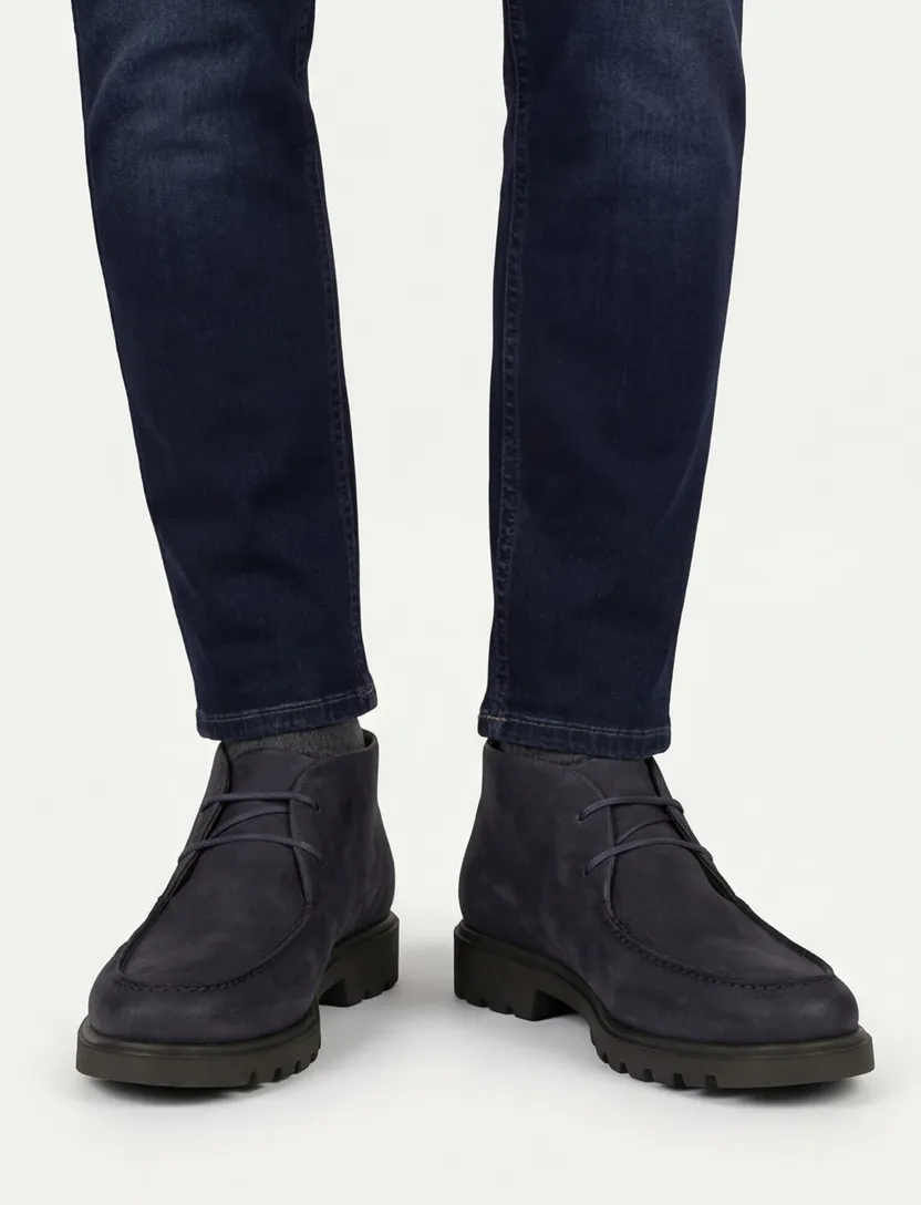 Giorgio leren boots donkerblauw met donkere zool hoog