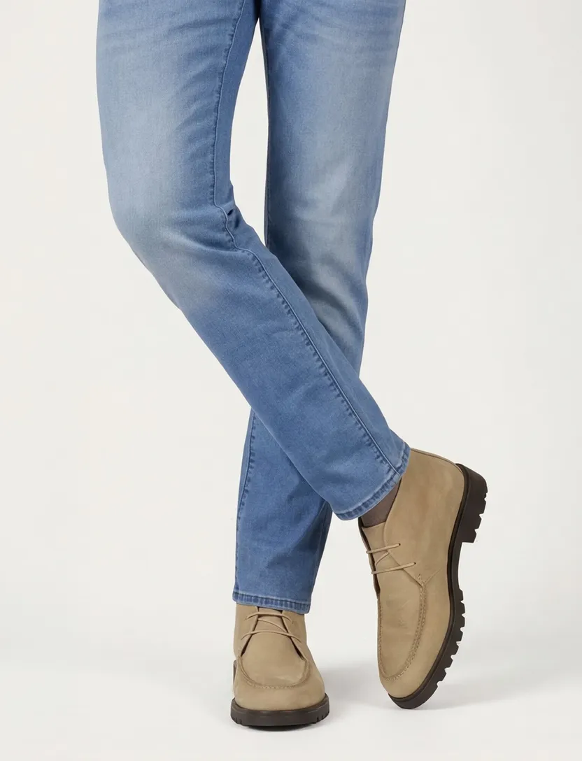 Giorgio hoge leren boots beige met donkere zool