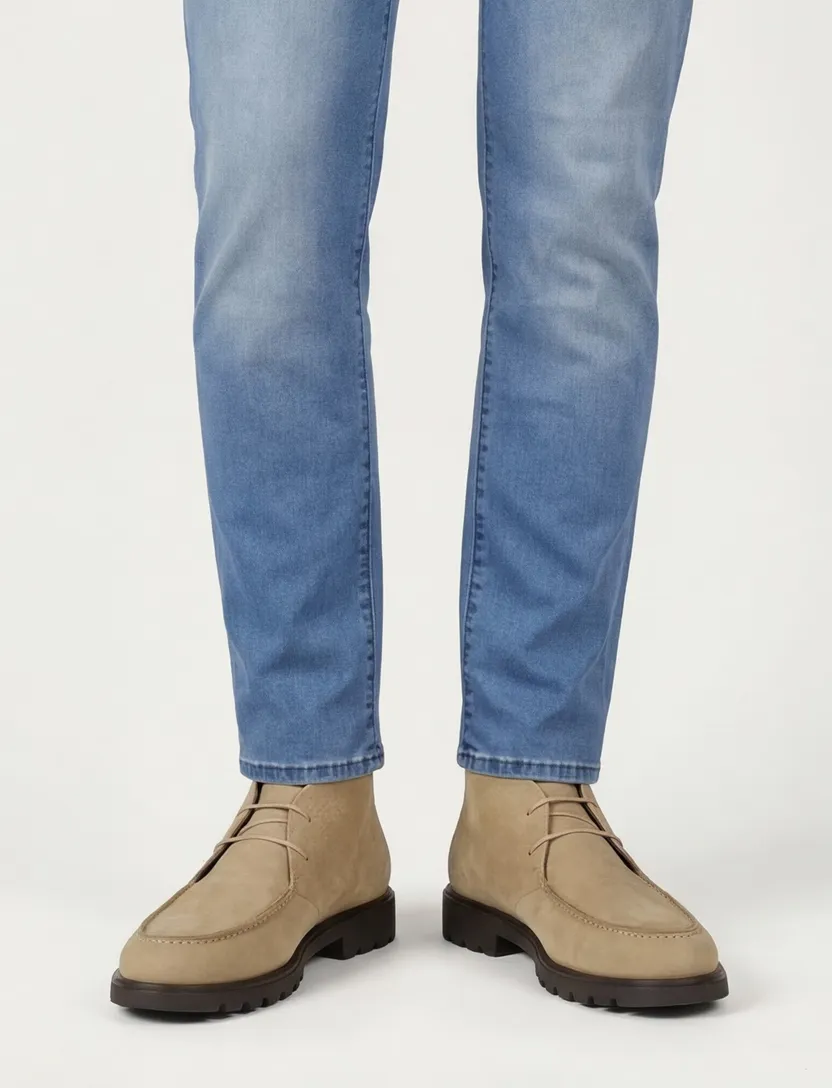 Giorgio hoge leren boots beige met donkere zool