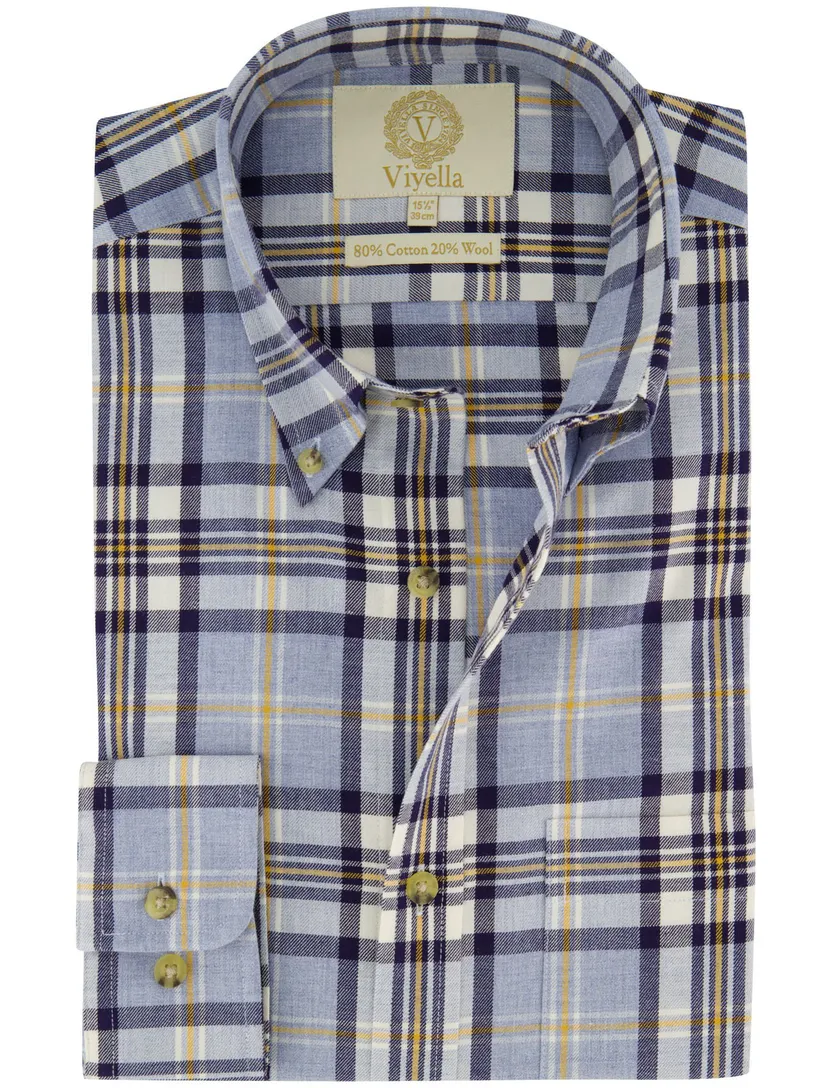 Geruit blauw katoen Viyella overhemd