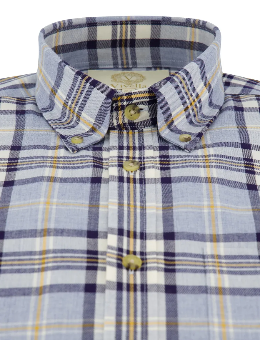 Viyella button-down geruit overhemd blauw katoen