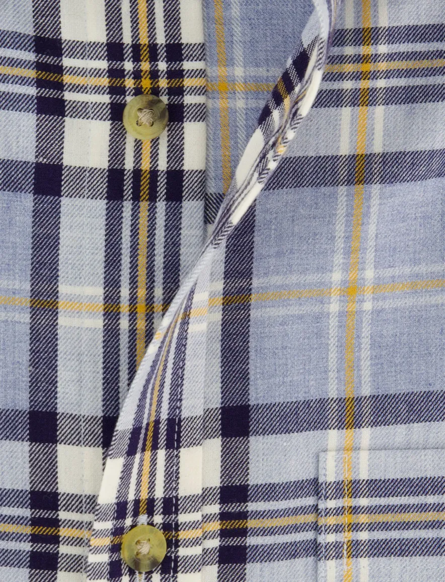 Viyella button-down geruit overhemd blauw katoen