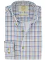 Viyella button-down geruit overhemd blauw oranje katoen