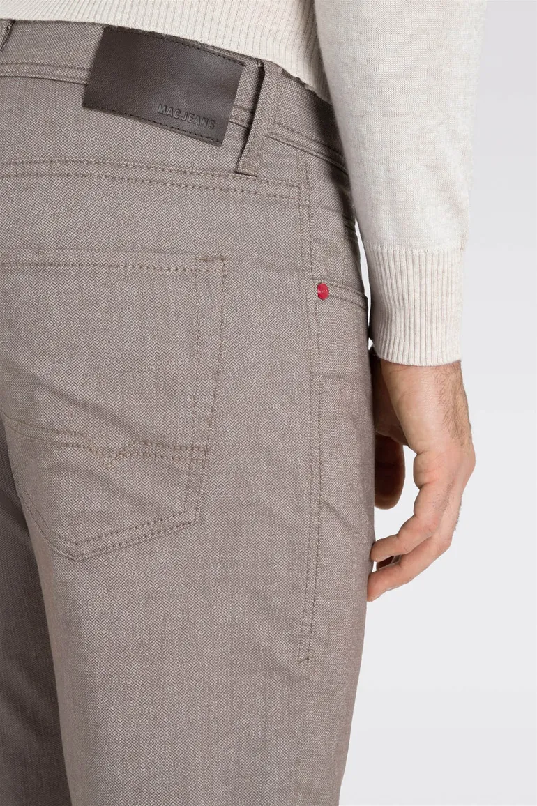 Mac jeans Arne Modern fit bruin gemêleerd zonder omslag