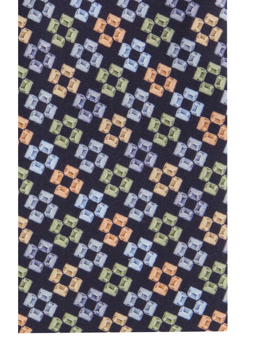 business overhemd R2 donkerblauw geprint katoen slim fit