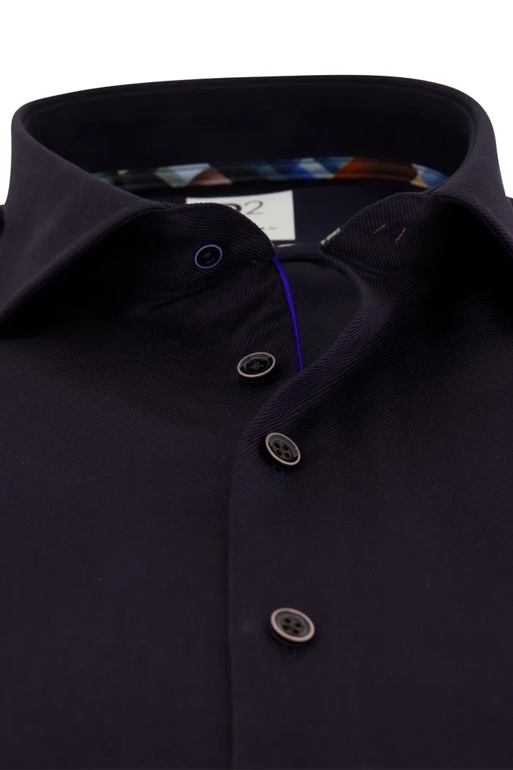 R2 business overhemd donkerblauw effen katoen slim fit