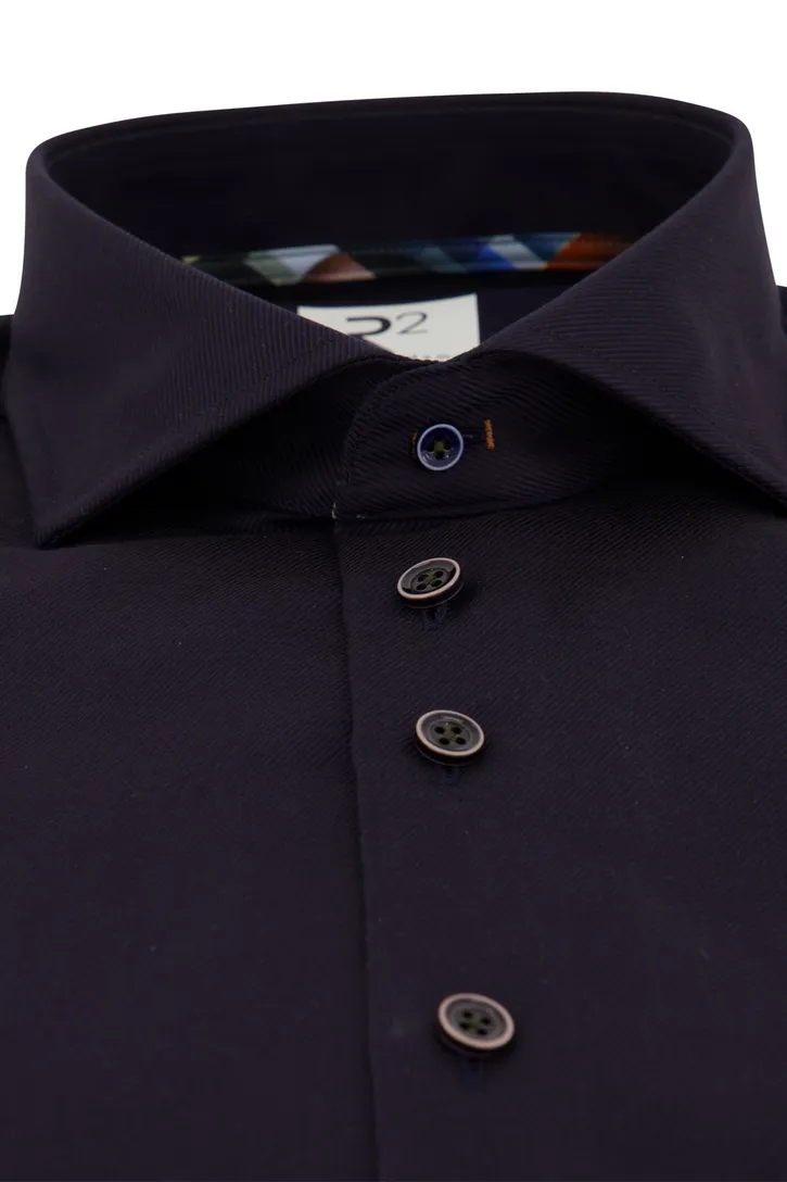 R2 business overhemd donkerblauw effen katoen slim fit