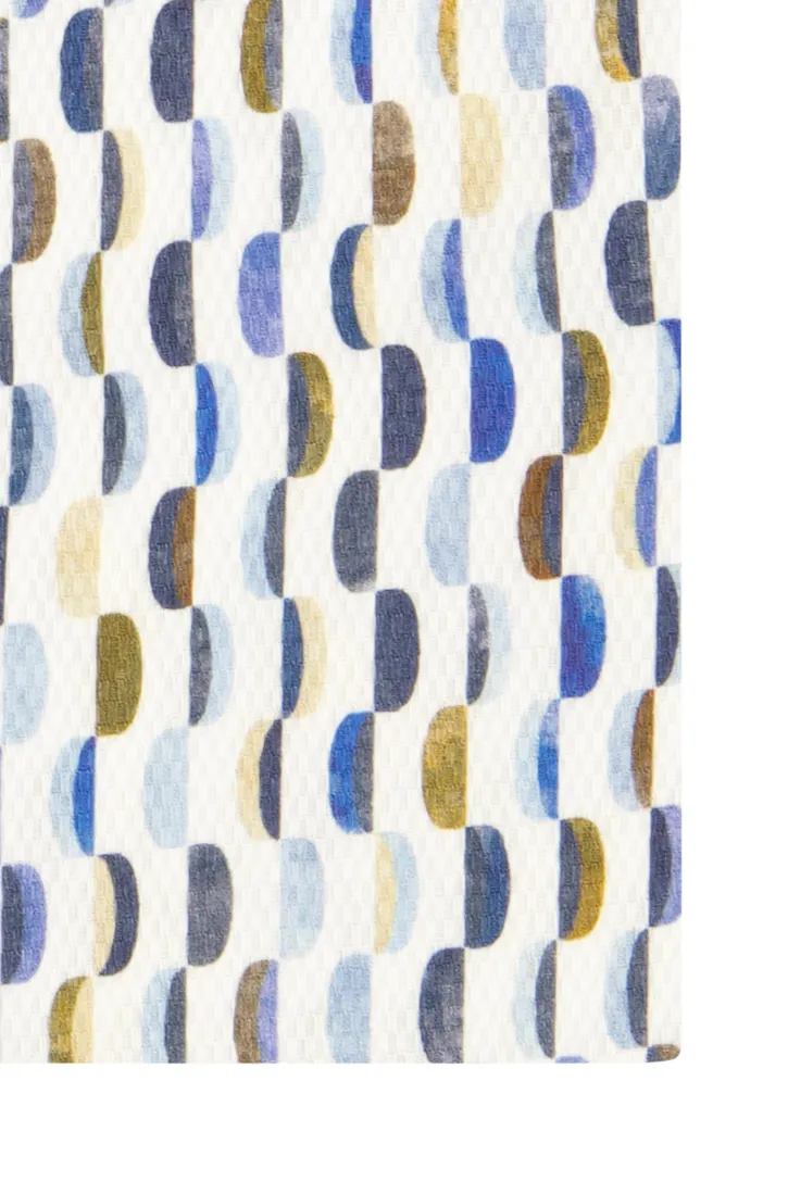R2 casual overhemd mouwlengte 7 blauw geprint katoen slim fit