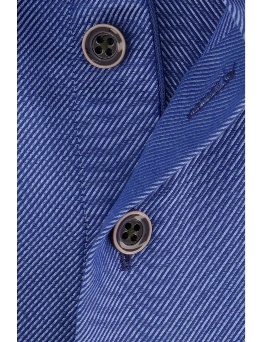overhemd mouwlengte 7 R2 blauw effen katoen slim fit
