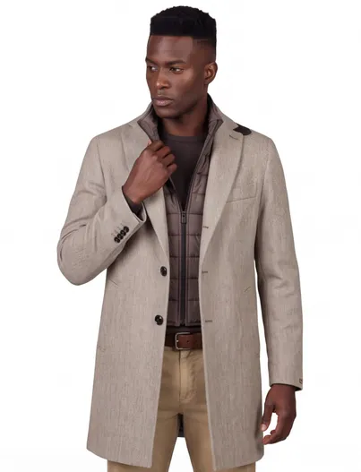 Portofino Portofino winterjas beige effen normale fit