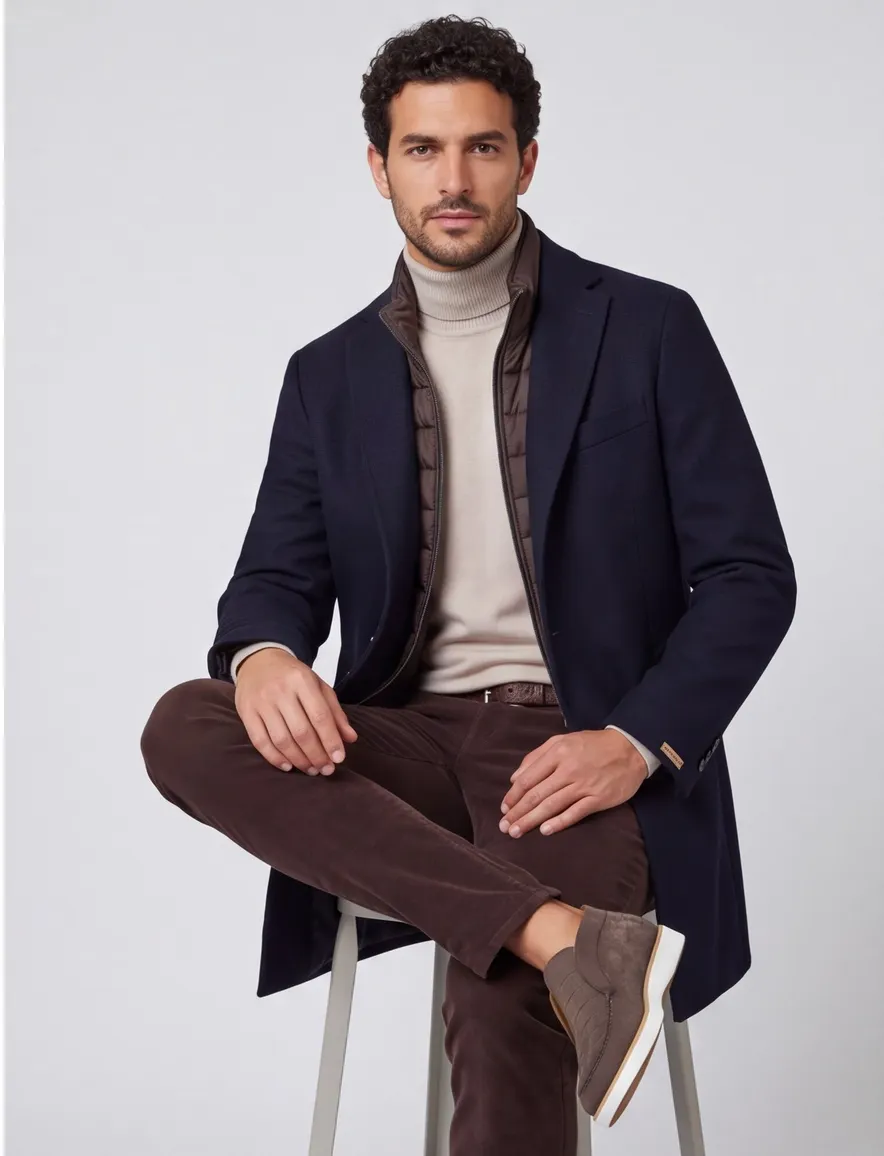 Portofino winterjas donkerblauw uni normale fit