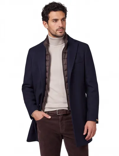 Portofino Portofino winterjas donkerblauw uni normale fit