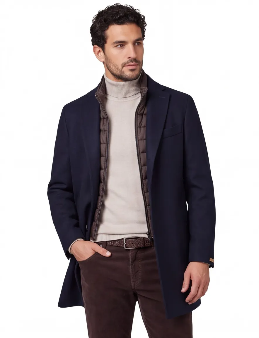 Portofino winterjas donkerblauw uni normale fit