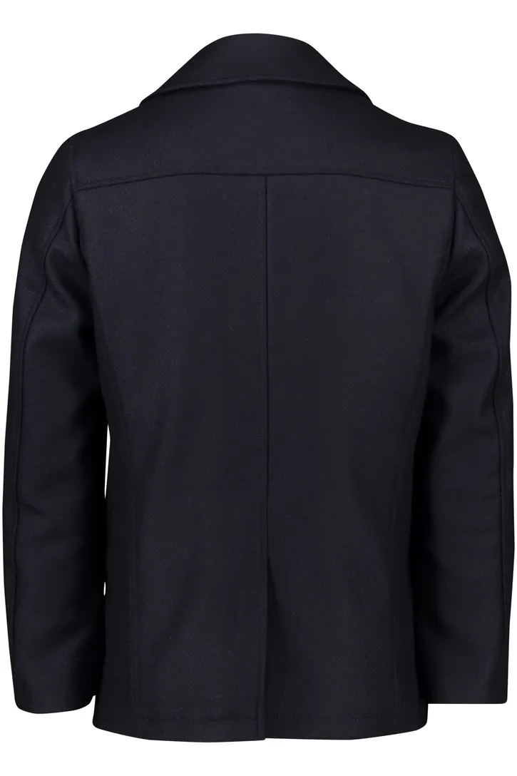 Normale fit Portofino winterjas donkerblauw effen wol