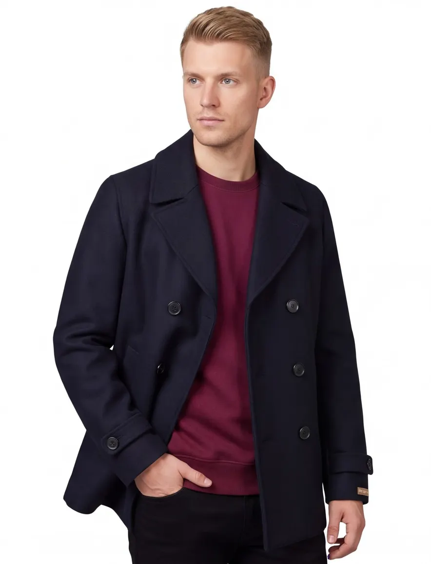 Portofino winterjas donkerblauw wol