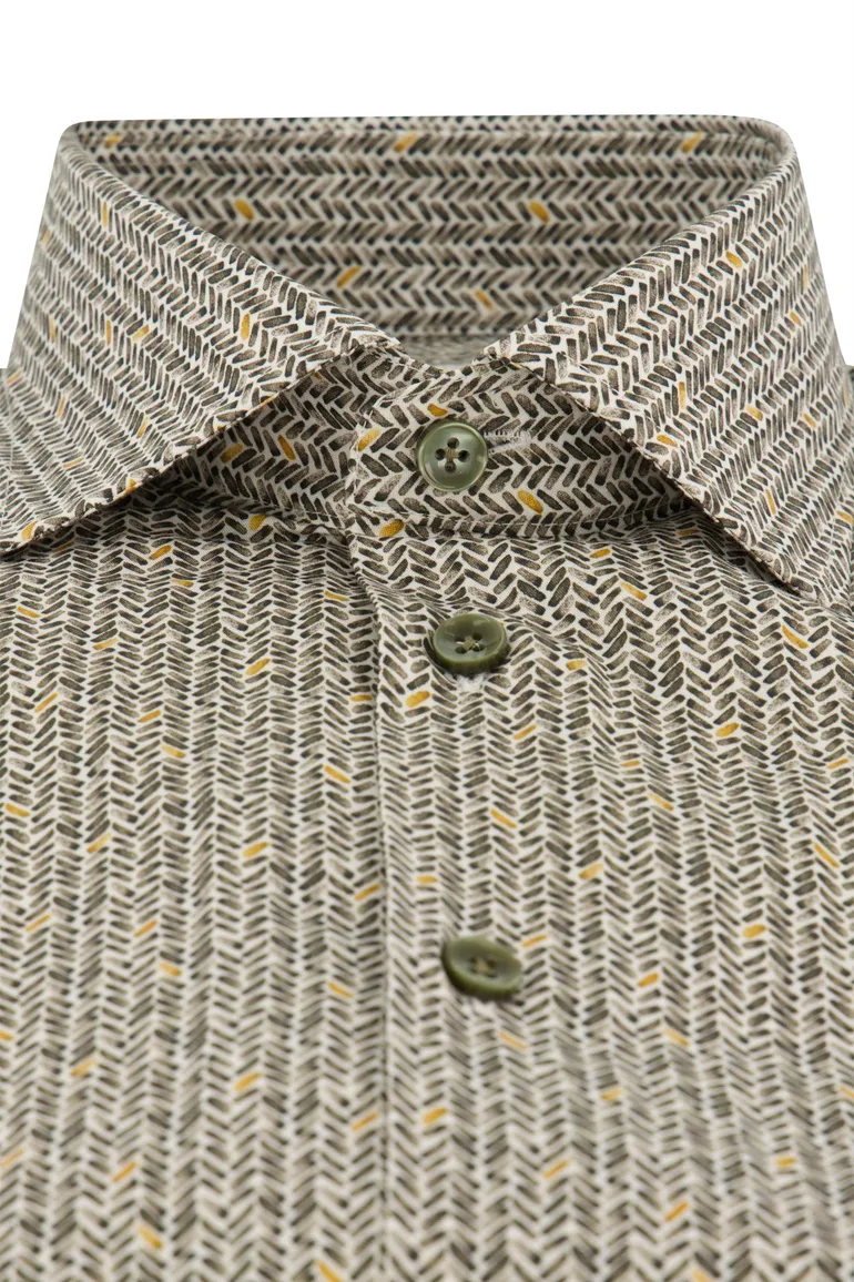 Ledub business overhemd Modern Fit New groen geprint