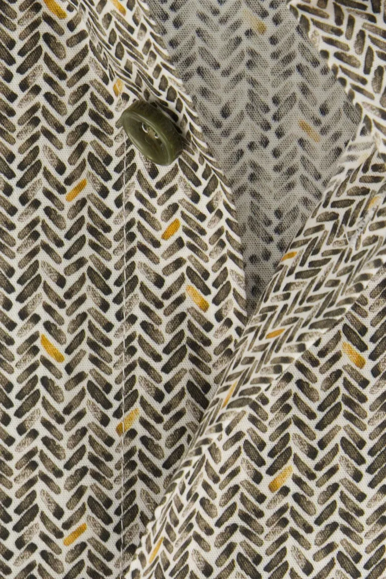 Ledub business overhemd Modern Fit New groen geprint