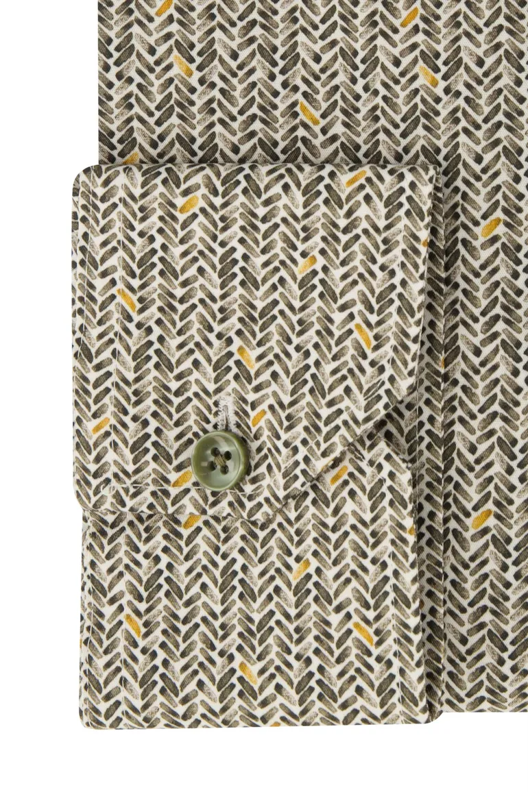 Ledub business overhemd Modern Fit New groen geprint