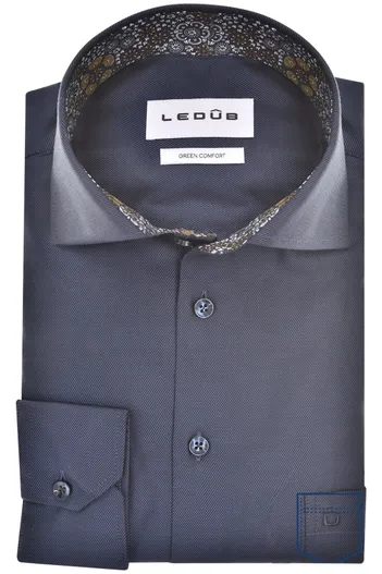 Ledub Ledub Modern Fit New overhemd effen donkerblauw normale fit