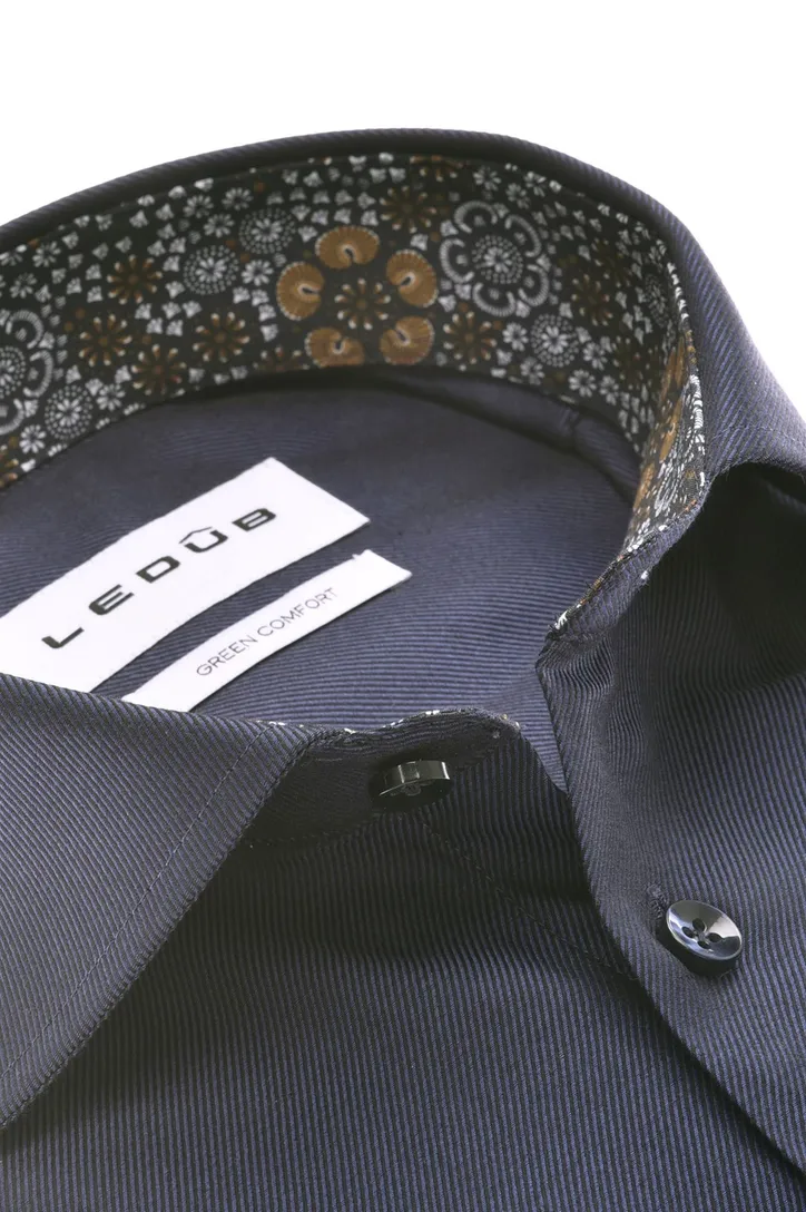 overhemd Ledub Modern Fit New donkerblauw borstzak