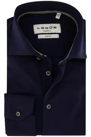 Ledub Ledub business overhemd Modern Fit donkerblauw knitted