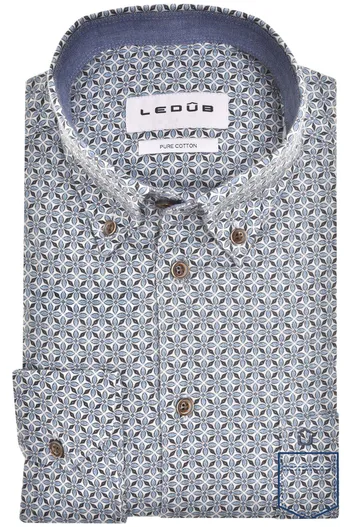 Ledub Ledub Modern Fit New overhemd blauw geprint katoen