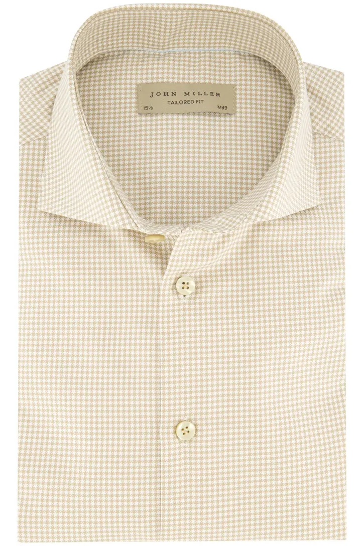 Normale Fit John Miller overhemd beige geruit
