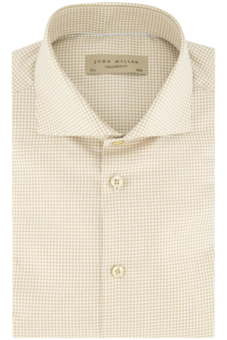 Normale Fit John Miller overhemd beige geruit