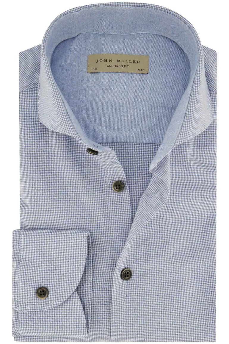 John Miller business overhemd Tailored Fit blauw geruit