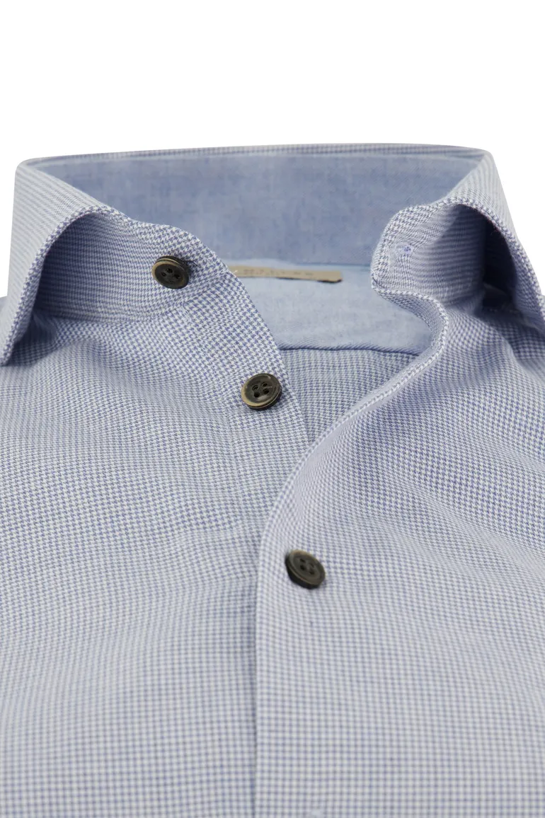 John Miller business overhemd Tailored Fit blauw geruit