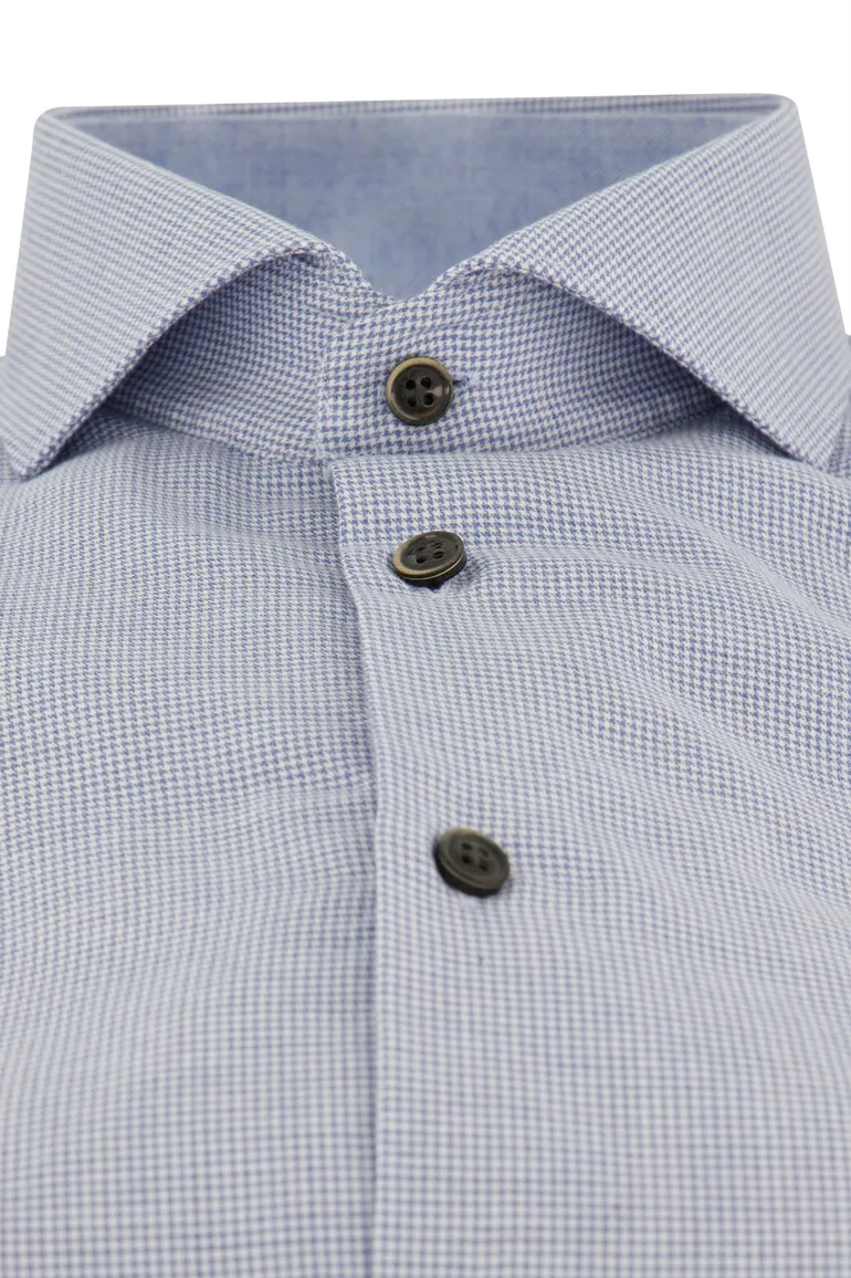 John Miller business overhemd Tailored Fit blauw geruit