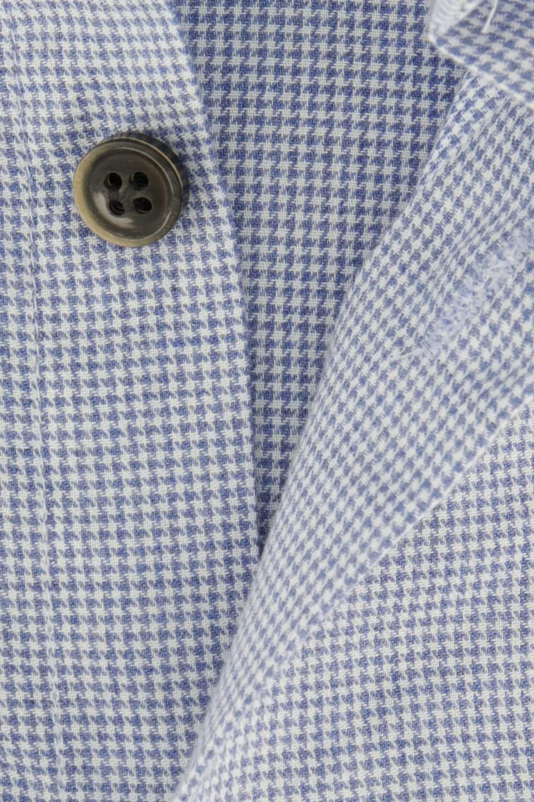 John Miller business overhemd Tailored Fit blauw geruit