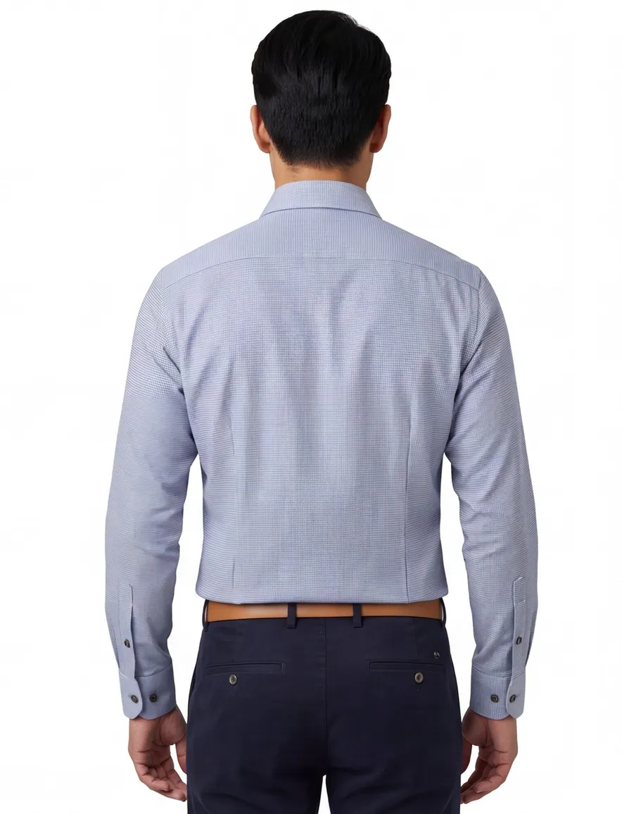 John Miller business overhemd Tailored Fit blauw geruit