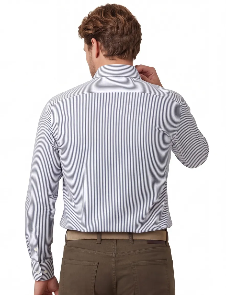 business overhemd John Miller Tailored Fit New wit gestreept katoen normale fit