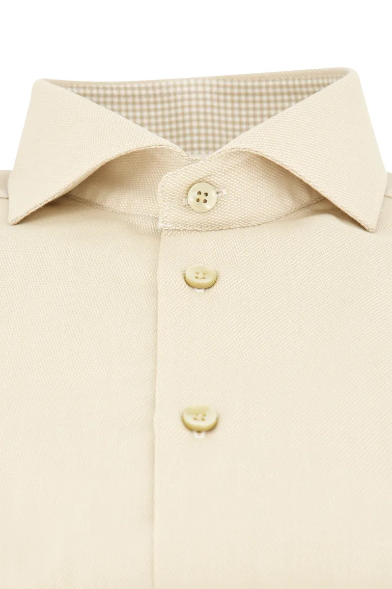 John Miller overhemd normale fit beige effen