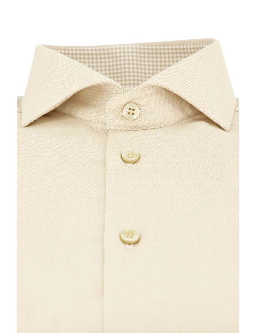 John Miller overhemd normale fit beige effen