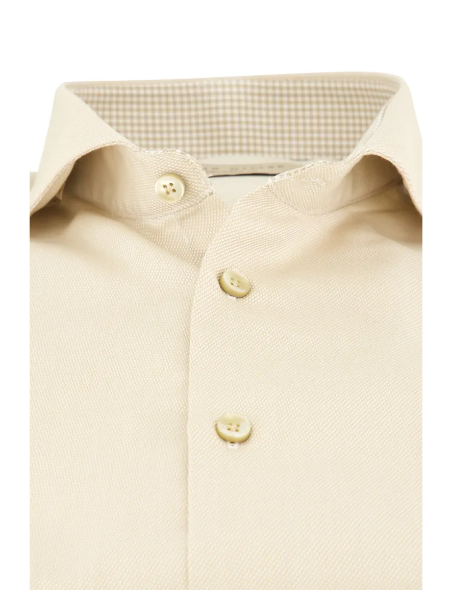 John Miller overhemd normale fit beige effen