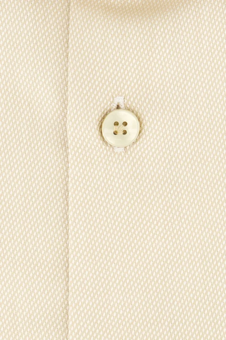 John Miller overhemd beige effen katoen normale fit