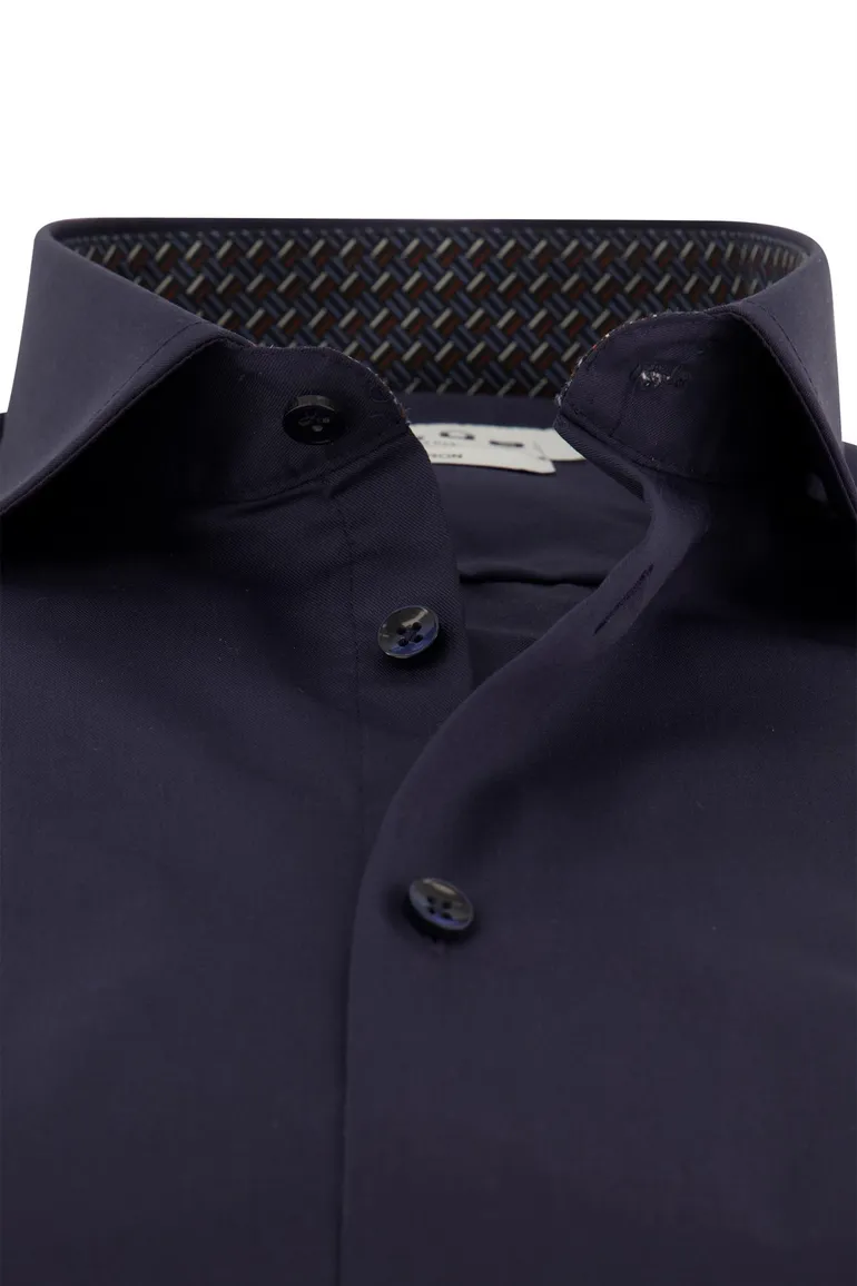 Ledub overhemd donkerblauw strijkvrij