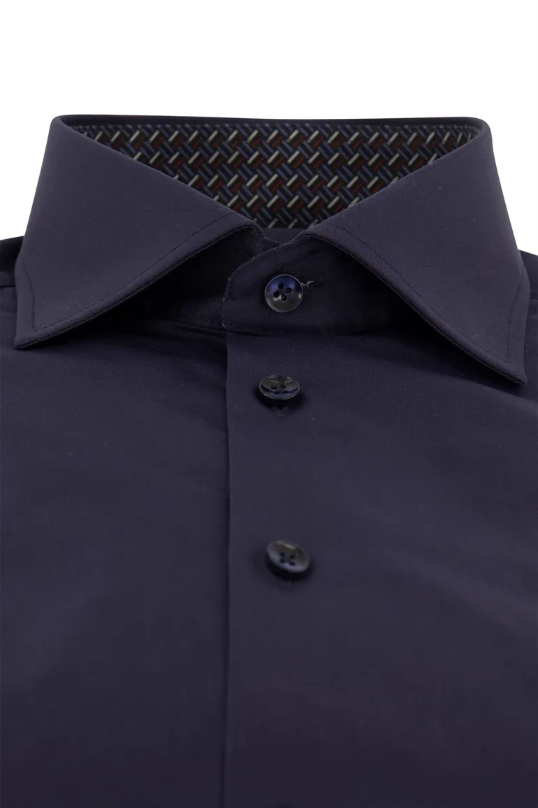 Ledub overhemd donkerblauw strijkvrij