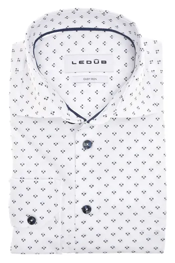 Ledub Ledub business overhemd Modern Fit New wit geprint katoen normale fit