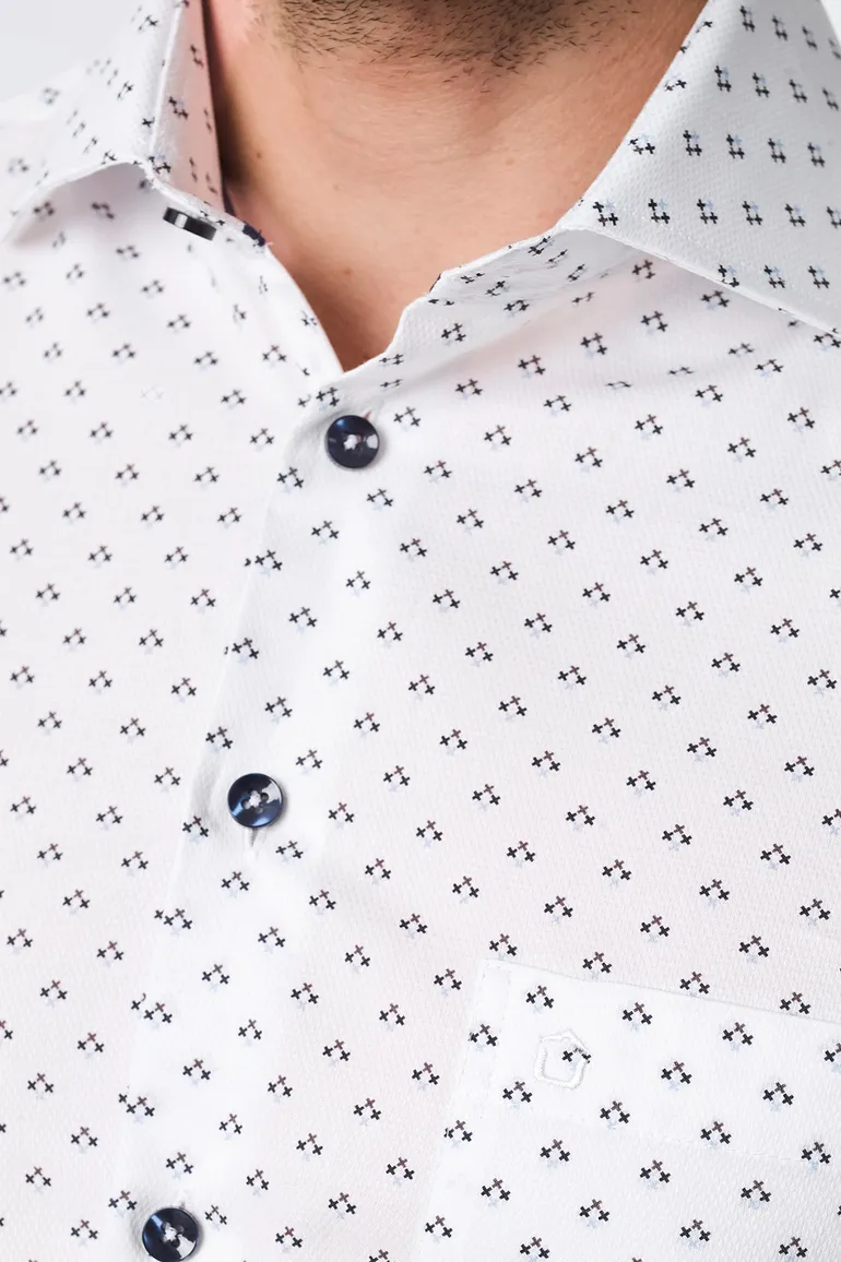 Ledub business overhemd Modern Fit New normale fit wit geprint