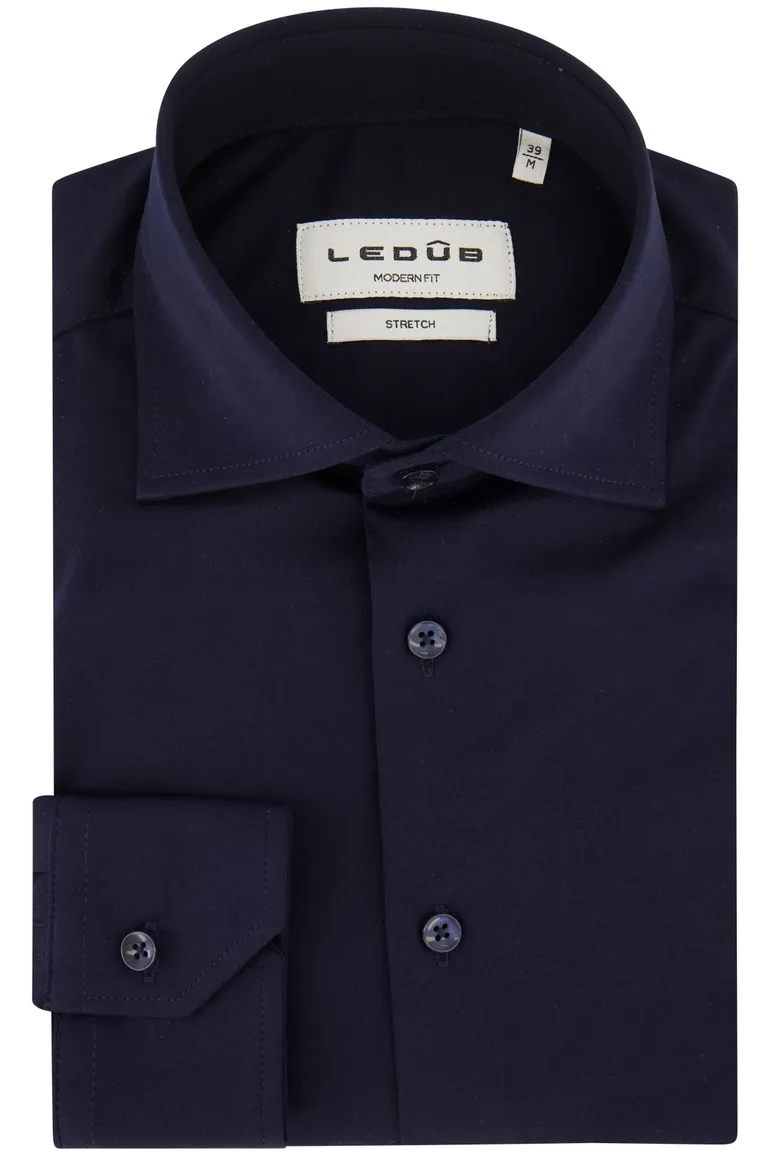 Ledub business overhemd normale fit donkerblauw effen